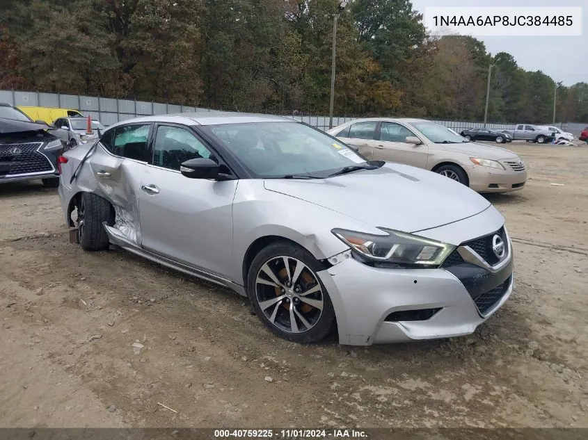 2018 Nissan Maxima Sv VIN: 1N4AA6AP8JC384485 Lot: 40759225