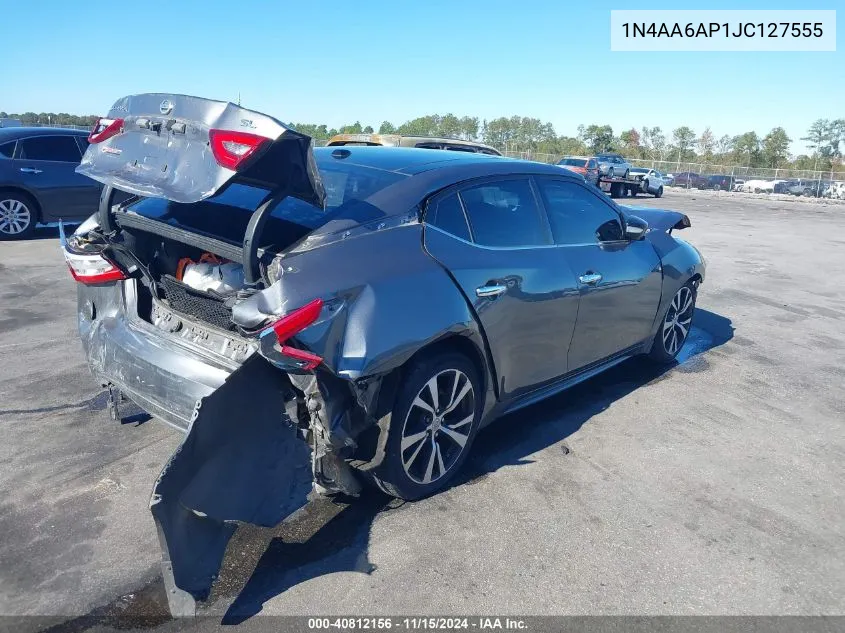 2018 Nissan Maxima 3.5 Platinum/3.5 S/3.5 Sl/3.5 Sr/Sv VIN: 1N4AA6AP1JC127555 Lot: 40812156