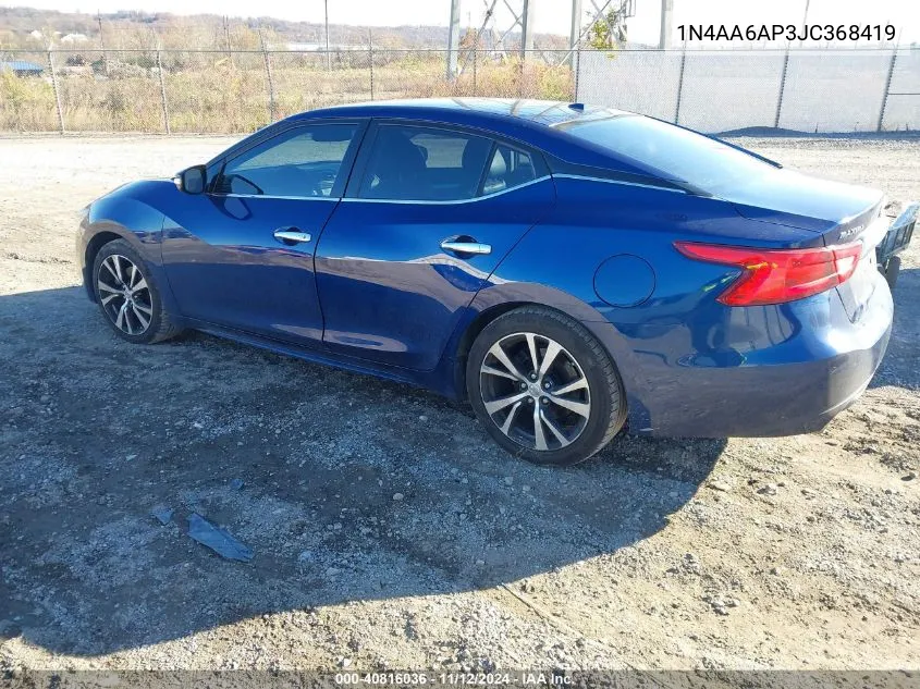 2018 Nissan Maxima Sv VIN: 1N4AA6AP3JC368419 Lot: 40816036