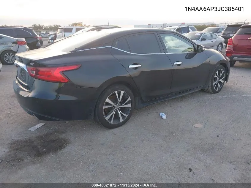 2018 Nissan Maxima Sv VIN: 1N4AA6AP3JC385401 Lot: 40821872