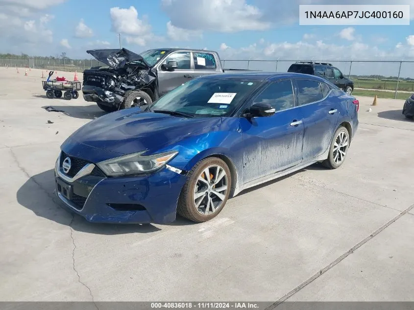 2018 Nissan Maxima Sv VIN: 1N4AA6AP7JC400160 Lot: 40836018