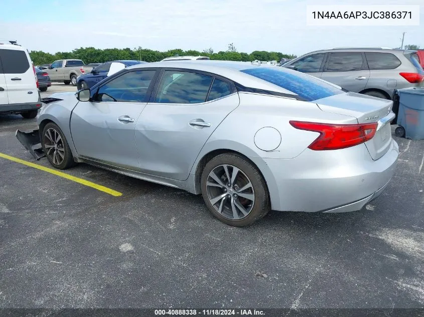 2018 Nissan Maxima 3.5S/Sv/Sl/Sr/Plat VIN: 1N4AA6AP3JC386371 Lot: 40888338