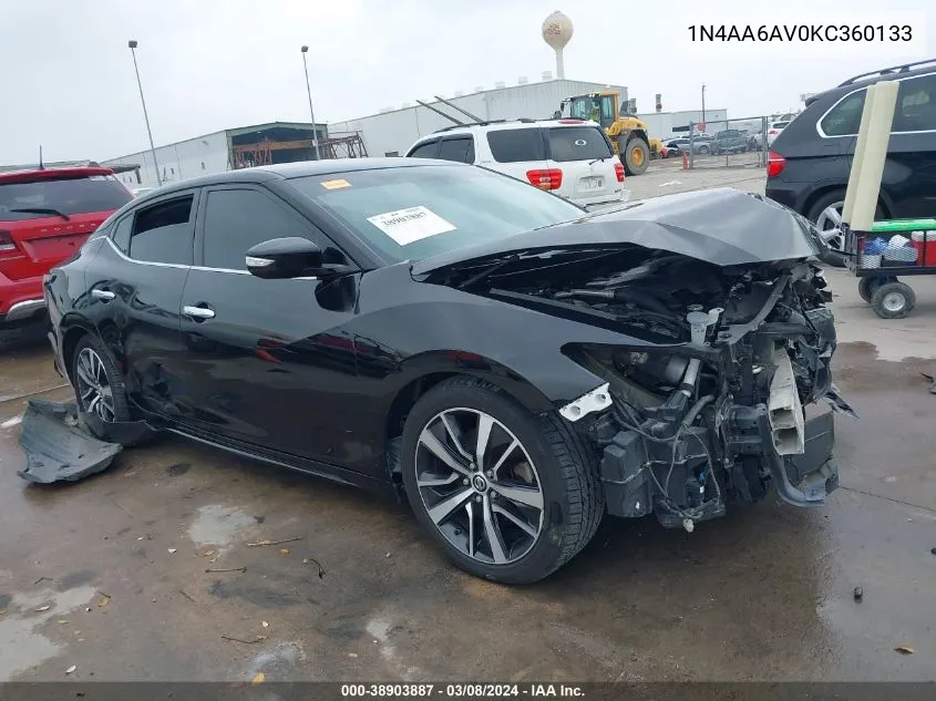 2019 Nissan Maxima 3.5 Sv VIN: 1N4AA6AV0KC360133 Lot: 38903887