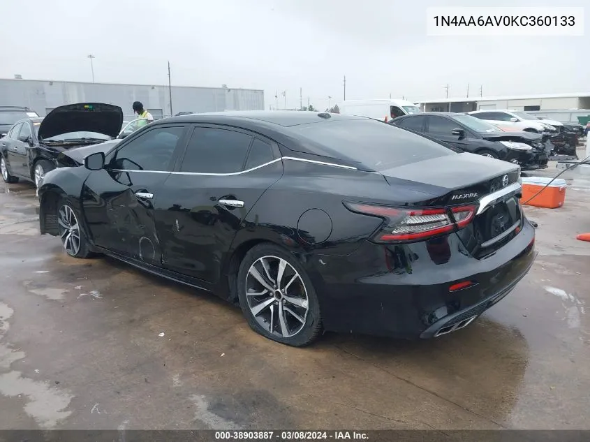 2019 Nissan Maxima 3.5 Sv VIN: 1N4AA6AV0KC360133 Lot: 38903887