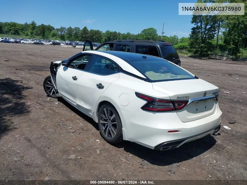 2019 Nissan Maxima 3.5 Sl VIN: 1N4AA6AV6KC375980 Lot: 39594480