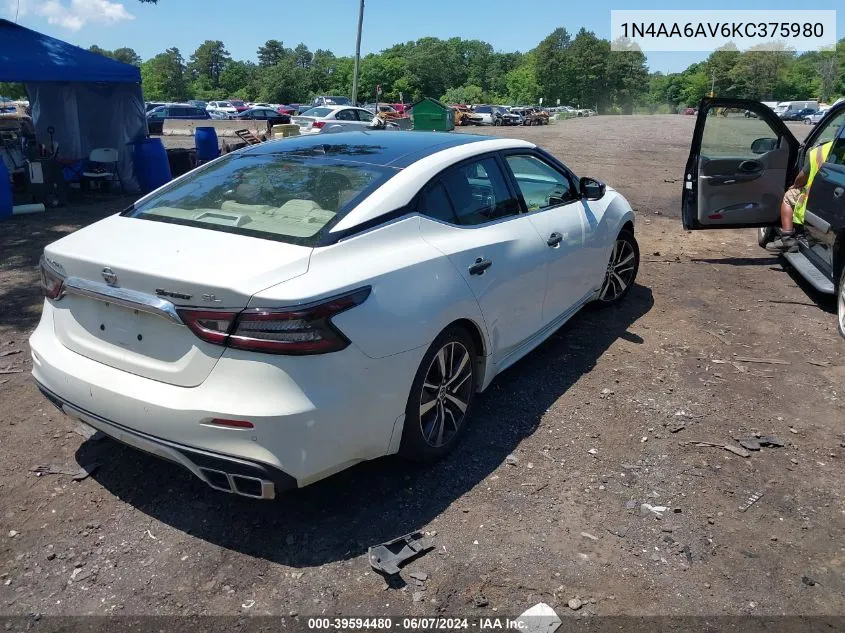 2019 Nissan Maxima 3.5 Sl VIN: 1N4AA6AV6KC375980 Lot: 39594480