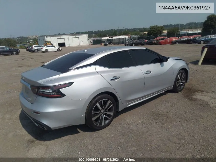 2019 Nissan Maxima 3.5 S VIN: 1N4AA6AV9KC361927 Lot: 40009701