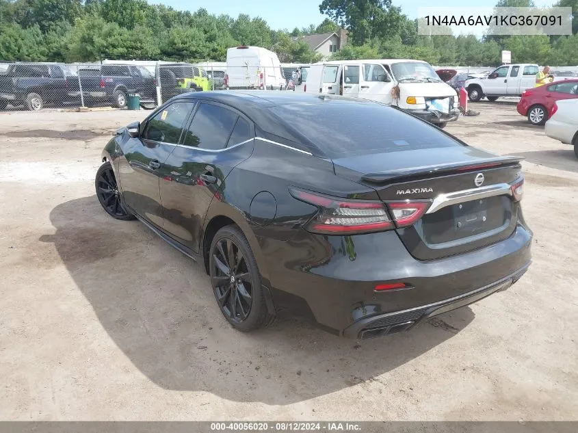 2019 Nissan Maxima 3.5 Sr VIN: 1N4AA6AV1KC367091 Lot: 40056020