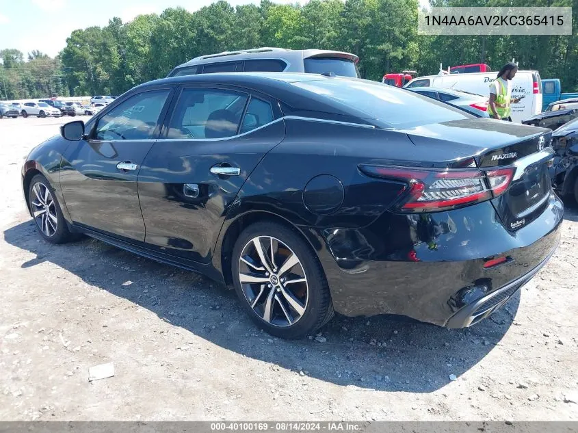 2019 Nissan Maxima 3.5 Sv VIN: 1N4AA6AV2KC365415 Lot: 40100169