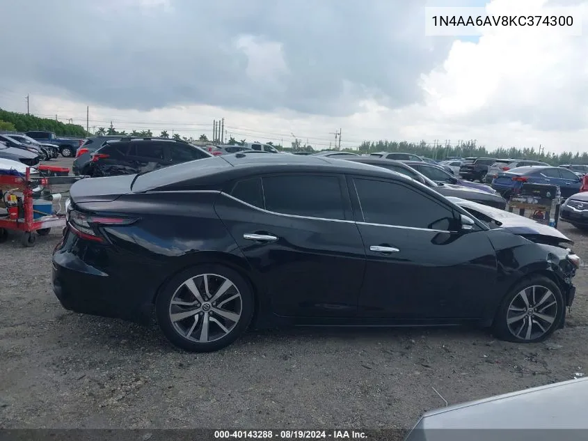 2019 Nissan Maxima 3.5 Sl VIN: 1N4AA6AV8KC374300 Lot: 40143288