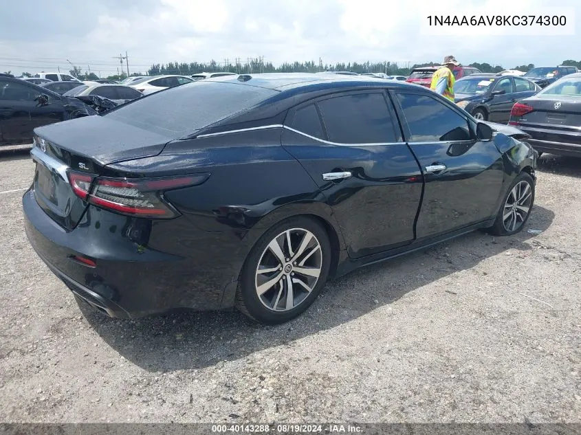 2019 Nissan Maxima 3.5 Sl VIN: 1N4AA6AV8KC374300 Lot: 40143288