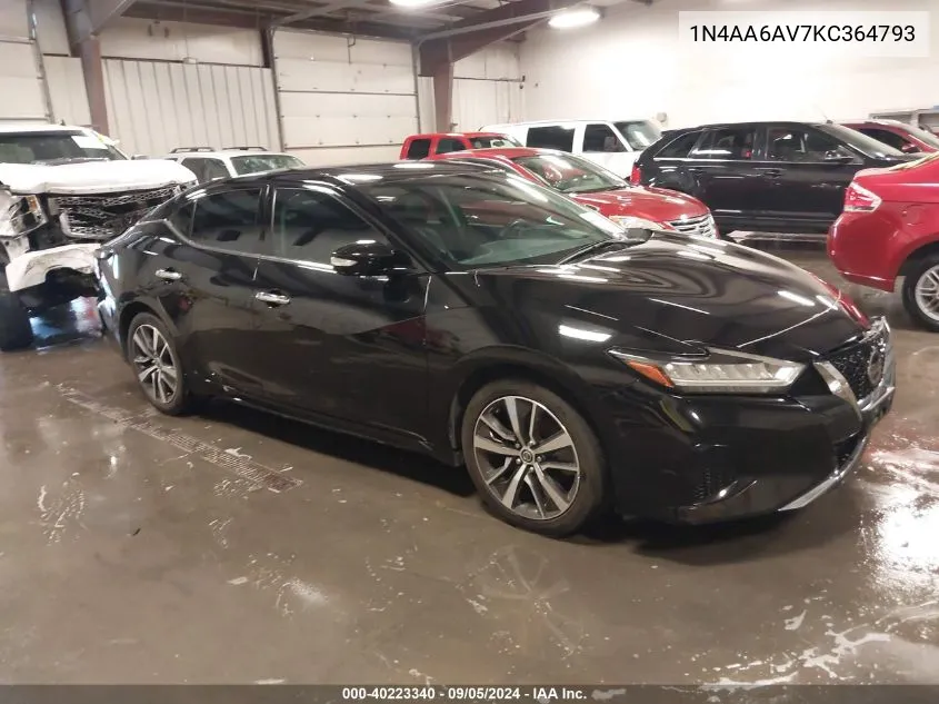 2019 Nissan Maxima 3.5 Sv VIN: 1N4AA6AV7KC364793 Lot: 40223340