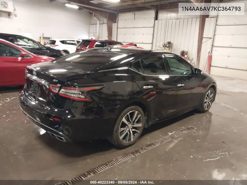 2019 Nissan Maxima 3.5 Sv VIN: 1N4AA6AV7KC364793 Lot: 40223340