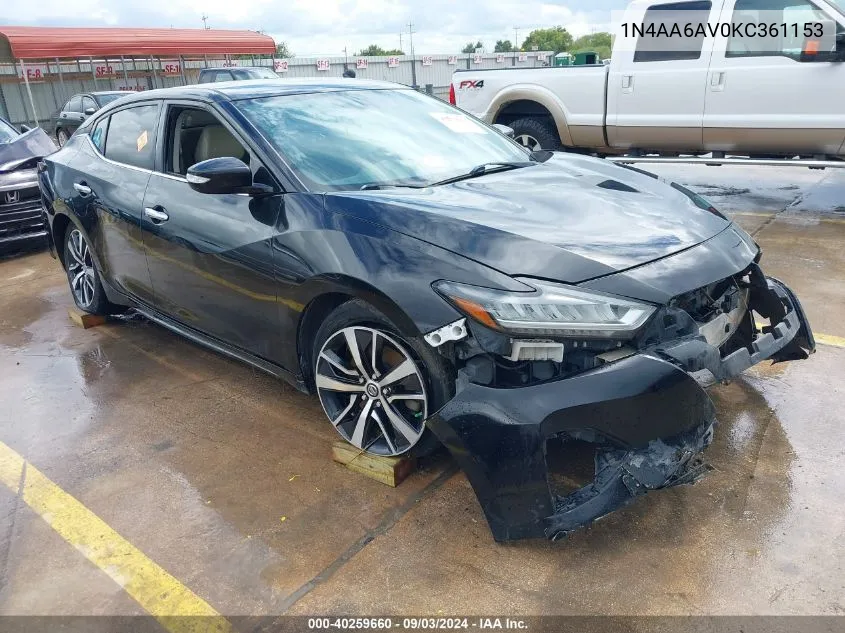 2019 Nissan Maxima 3.5 Sv VIN: 1N4AA6AV0KC361153 Lot: 40259660