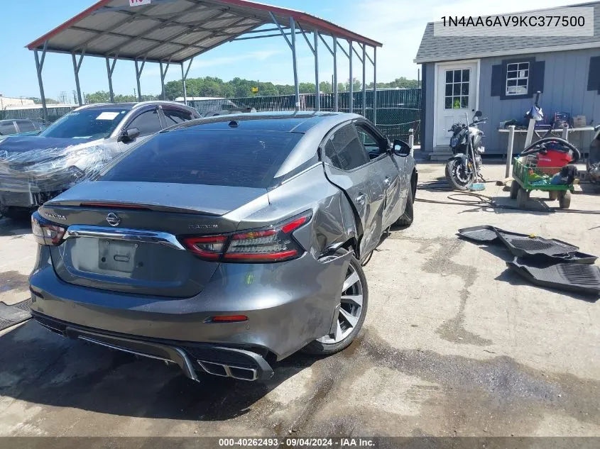 2019 Nissan Maxima 3.5 Platinum VIN: 1N4AA6AV9KC377500 Lot: 40262493