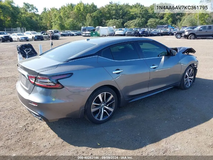 2019 Nissan Maxima 3.5 S VIN: 1N4AA6AV7KC361795 Lot: 40282146