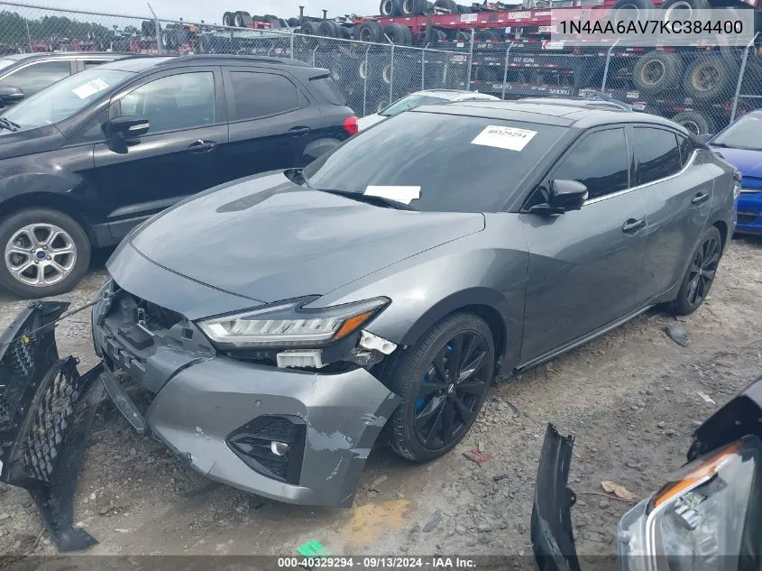 2019 Nissan Maxima 3.5 Sr VIN: 1N4AA6AV7KC384400 Lot: 40329294