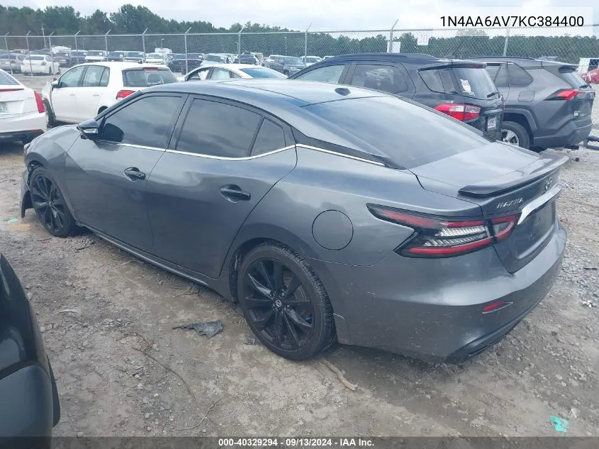 2019 Nissan Maxima 3.5 Sr VIN: 1N4AA6AV7KC384400 Lot: 40329294