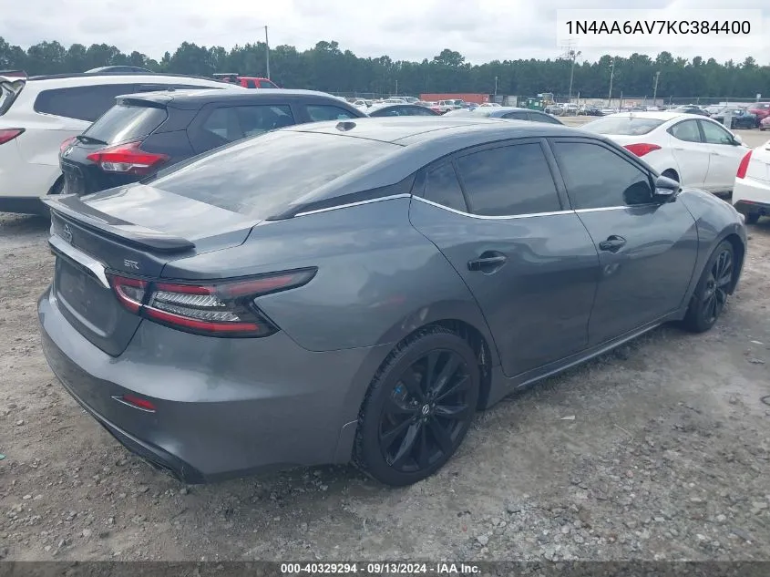 2019 Nissan Maxima 3.5 Sr VIN: 1N4AA6AV7KC384400 Lot: 40329294