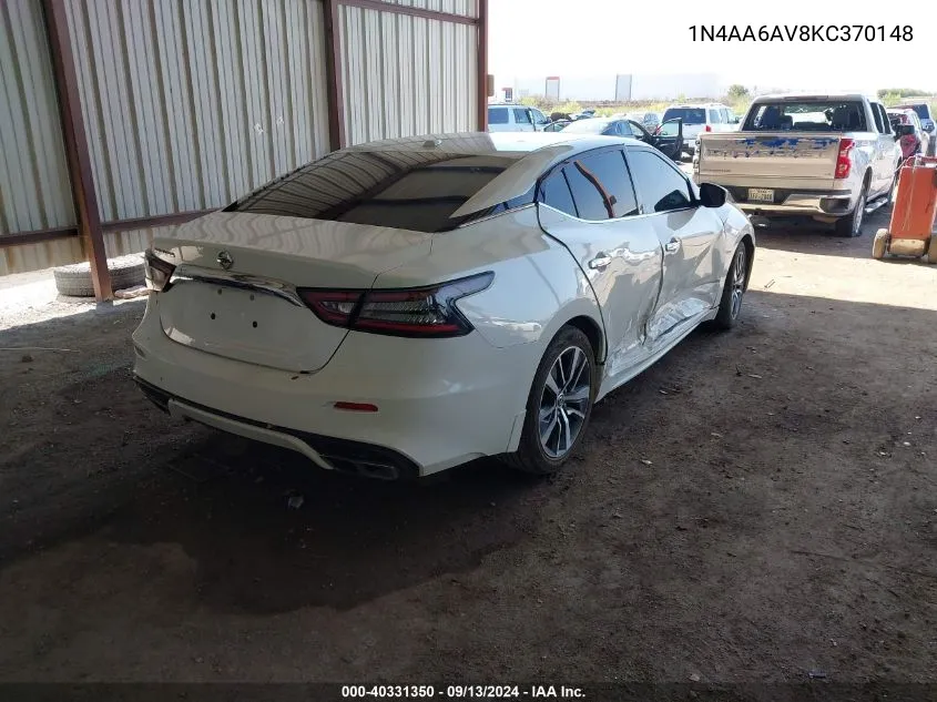 2019 Nissan Maxima S/Sl/Sr/Sv/Platinum VIN: 1N4AA6AV8KC370148 Lot: 40331350