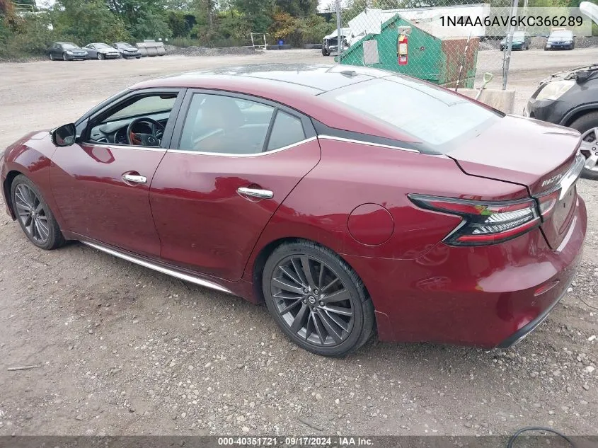 2019 Nissan Maxima S/Sl/Sr/Sv/Platinum VIN: 1N4AA6AV6KC366289 Lot: 40351721