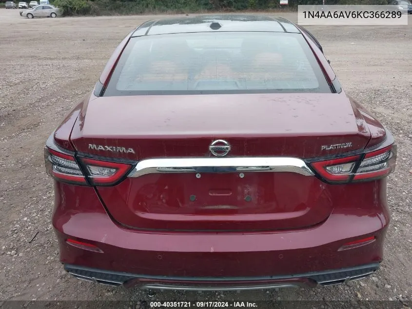 1N4AA6AV6KC366289 2019 Nissan Maxima S/Sl/Sr/Sv/Platinum