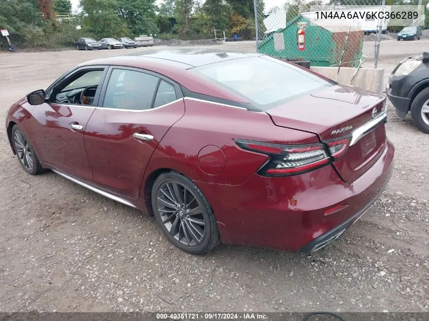 2019 Nissan Maxima S/Sl/Sr/Sv/Platinum VIN: 1N4AA6AV6KC366289 Lot: 40351721