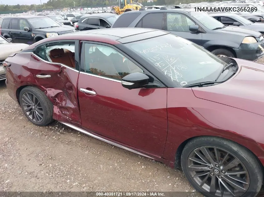 2019 Nissan Maxima S/Sl/Sr/Sv/Platinum VIN: 1N4AA6AV6KC366289 Lot: 40351721