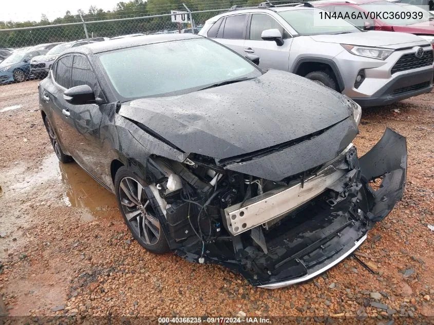 2019 Nissan Maxima S/Sl/Sr/Sv/Platinum VIN: 1N4AA6AV0KC360939 Lot: 40366235