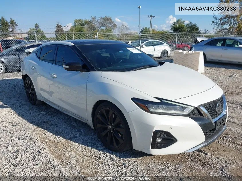 2019 Nissan Maxima 3.5 Sr VIN: 1N4AA6AV4KC380238 Lot: 40414799