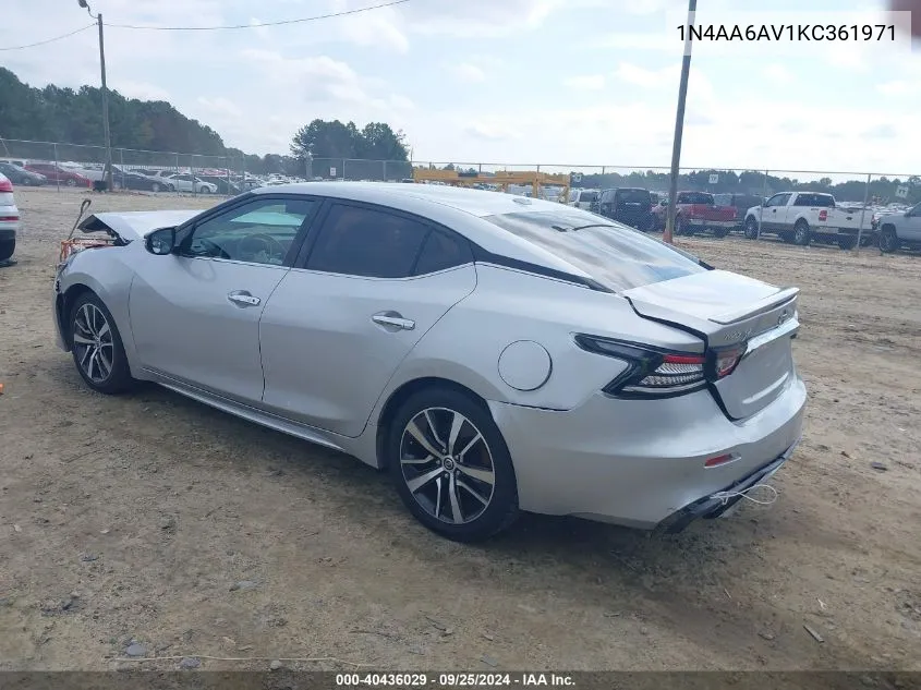 2019 Nissan Maxima 3.5 Sv VIN: 1N4AA6AV1KC361971 Lot: 40436029