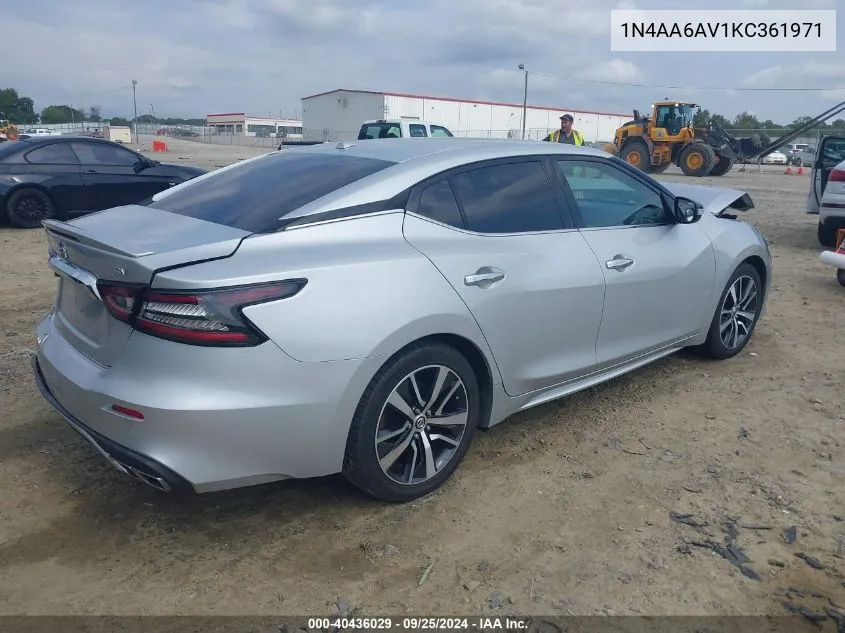 2019 Nissan Maxima 3.5 Sv VIN: 1N4AA6AV1KC361971 Lot: 40436029