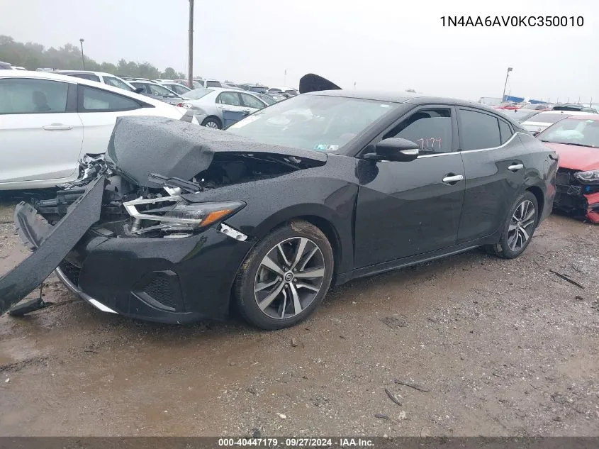 2019 Nissan Maxima S/Sl/Sr/Sv/Platinum VIN: 1N4AA6AV0KC350010 Lot: 40447179