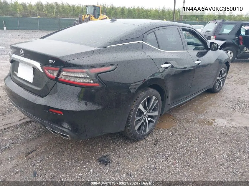 1N4AA6AV0KC350010 2019 Nissan Maxima S/Sl/Sr/Sv/Platinum