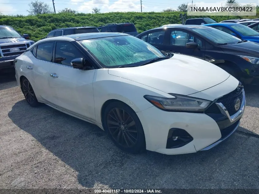 2019 Nissan Maxima 3.5 Platinum VIN: 1N4AA6AV8KC380422 Lot: 40481157