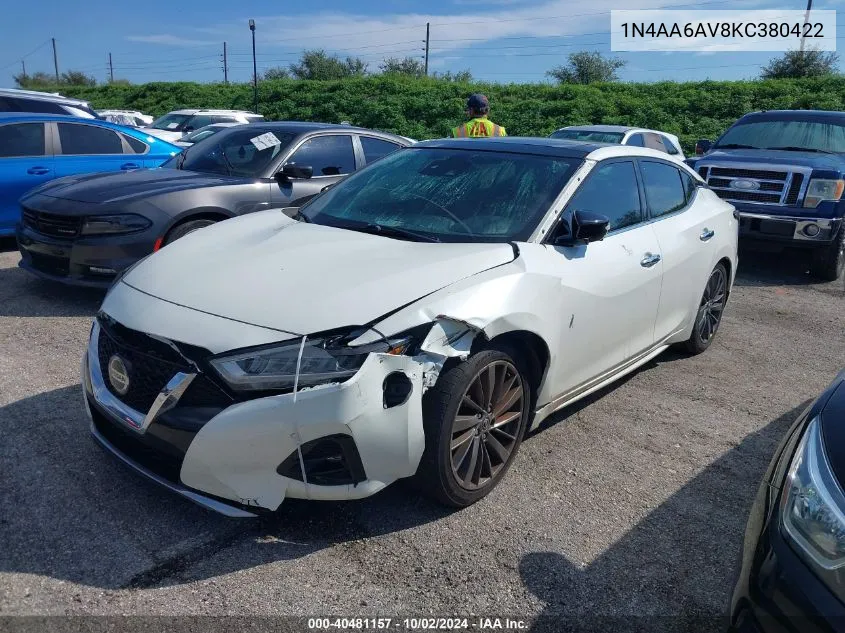 2019 Nissan Maxima 3.5 Platinum VIN: 1N4AA6AV8KC380422 Lot: 40481157