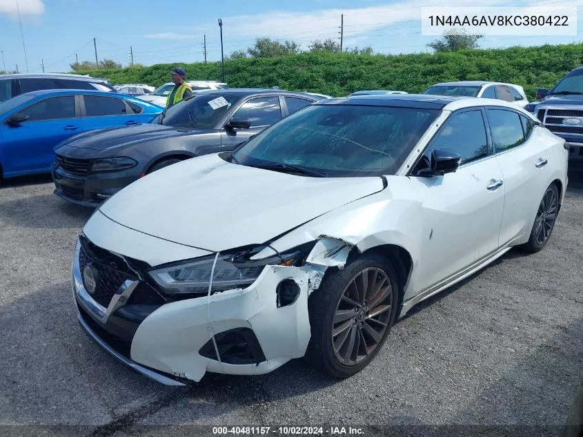 2019 Nissan Maxima 3.5 Platinum VIN: 1N4AA6AV8KC380422 Lot: 40481157