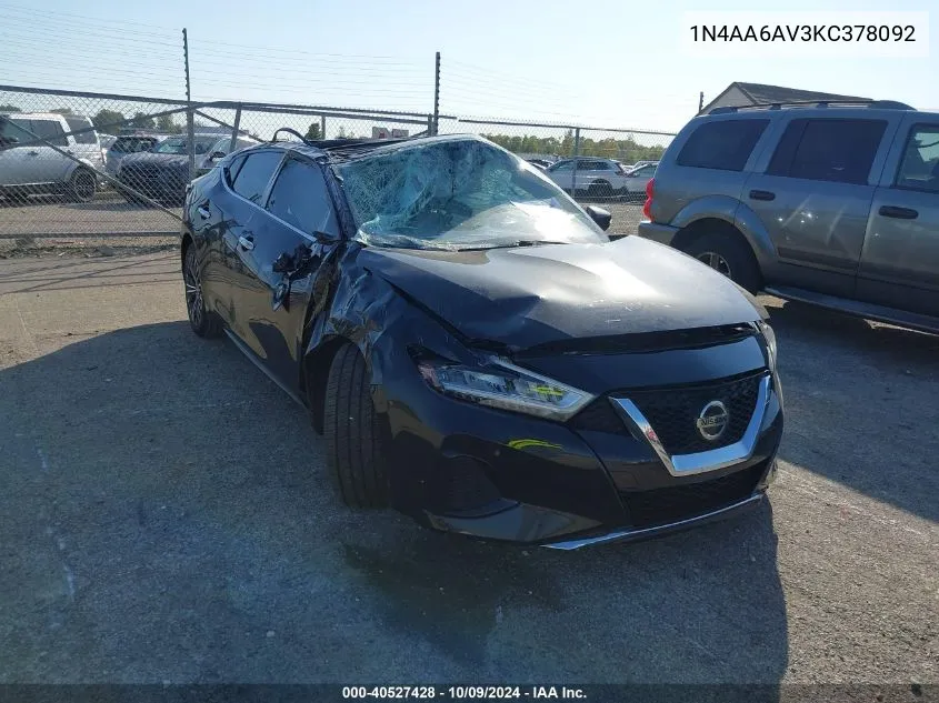 2019 Nissan Maxima 3.5 Sl VIN: 1N4AA6AV3KC378092 Lot: 40527428