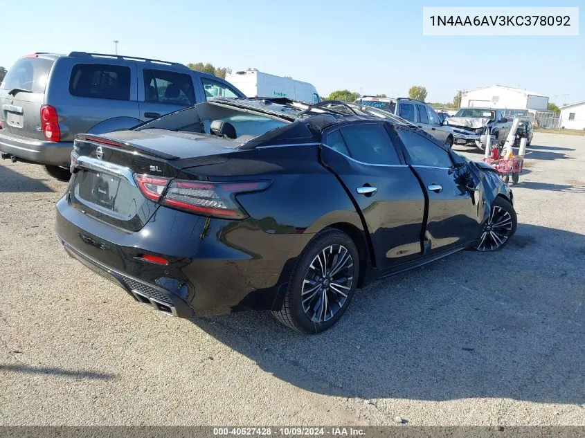 2019 Nissan Maxima 3.5 Sl VIN: 1N4AA6AV3KC378092 Lot: 40527428