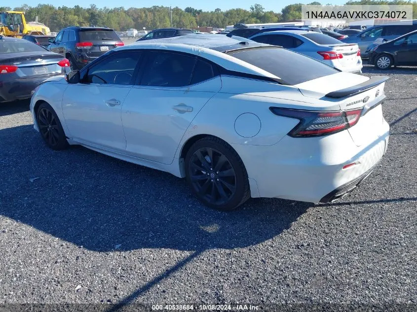 1N4AA6AVXKC374072 2019 Nissan Maxima S/Sl/Sr/Sv/Platinum