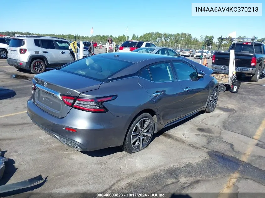 2019 Nissan Maxima 3.5 Sv VIN: 1N4AA6AV4KC370213 Lot: 40603823