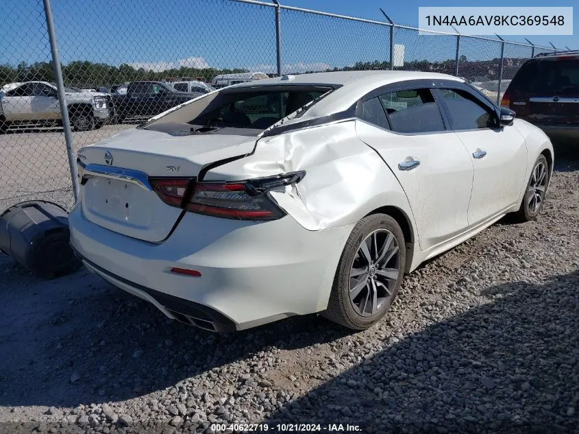 2019 Nissan Maxima 3.5 Sv VIN: 1N4AA6AV8KC369548 Lot: 40622719