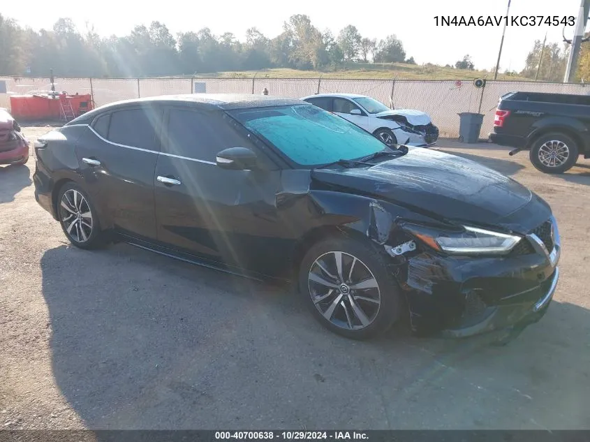 2019 Nissan Maxima 3.5 Sl VIN: 1N4AA6AV1KC374543 Lot: 40700638