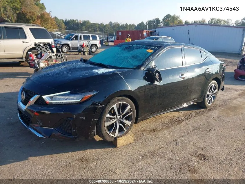 2019 Nissan Maxima 3.5 Sl VIN: 1N4AA6AV1KC374543 Lot: 40700638