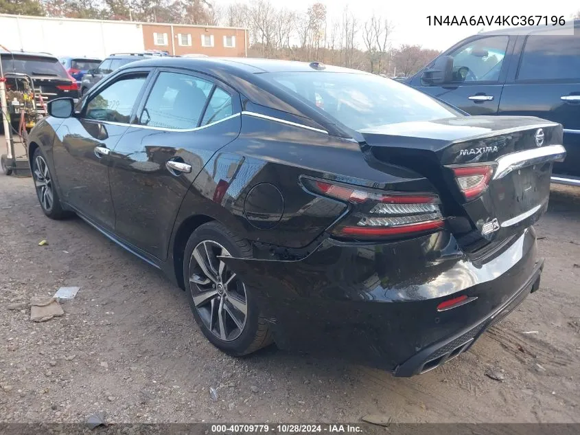 2019 Nissan Maxima 3.5 Sl VIN: 1N4AA6AV4KC367196 Lot: 40709779