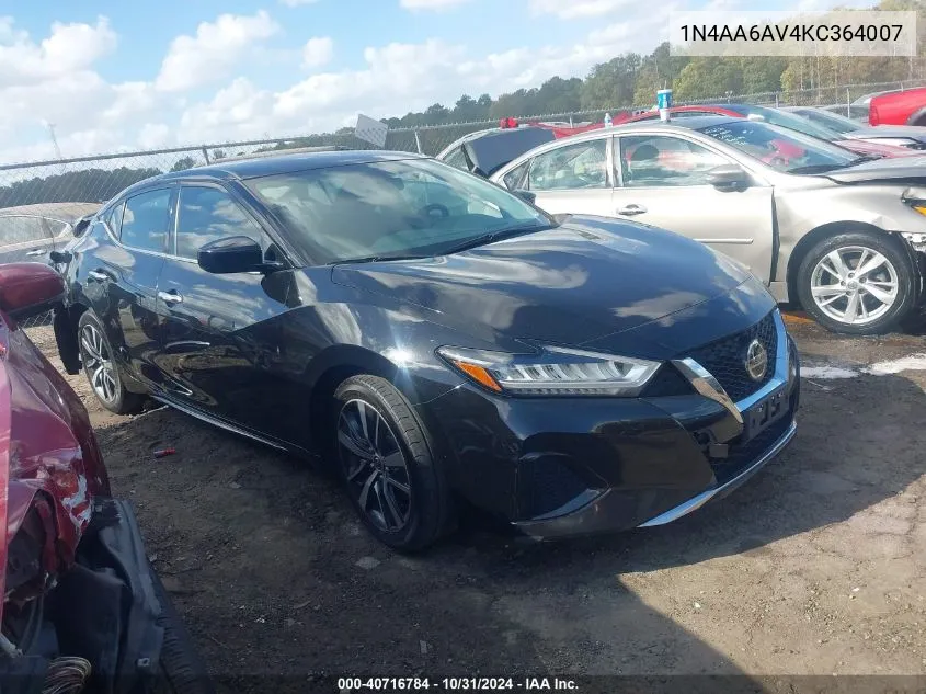 2019 Nissan Maxima 3.5 S VIN: 1N4AA6AV4KC364007 Lot: 40716784