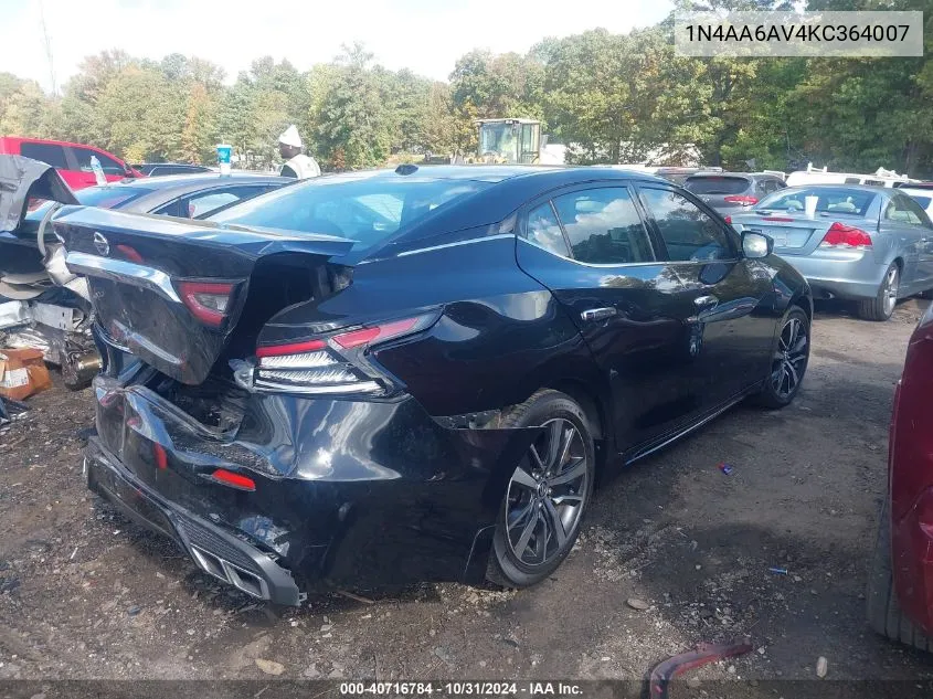 2019 Nissan Maxima 3.5 S VIN: 1N4AA6AV4KC364007 Lot: 40716784