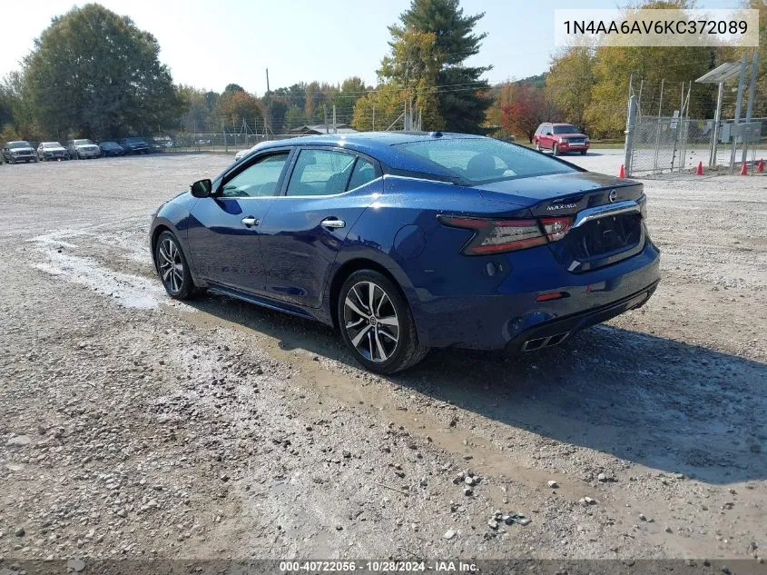 2019 Nissan Maxima 3.5 Sv VIN: 1N4AA6AV6KC372089 Lot: 40722056