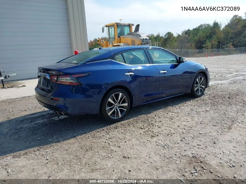 2019 Nissan Maxima 3.5 Sv VIN: 1N4AA6AV6KC372089 Lot: 40722056