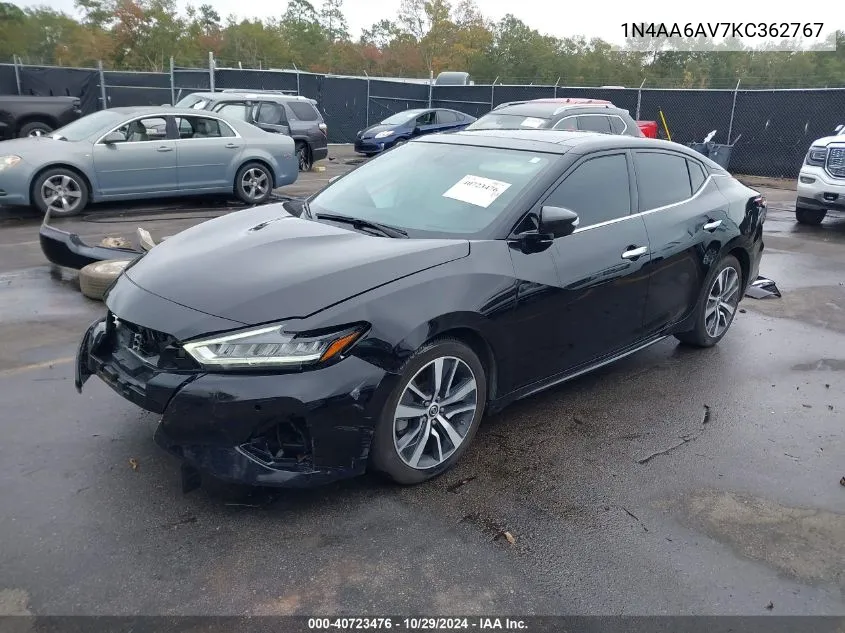 2019 Nissan Maxima 3.5 Sl VIN: 1N4AA6AV7KC362767 Lot: 40723476